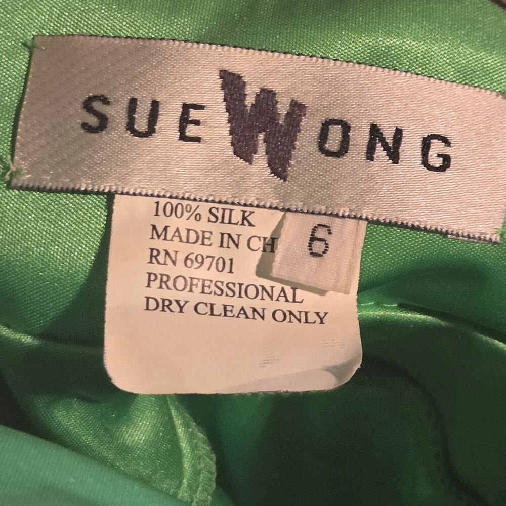 Sue Wong Vintage 100% Silk Emerald Green Halter Dress Size 6 - Picture 7 of 8